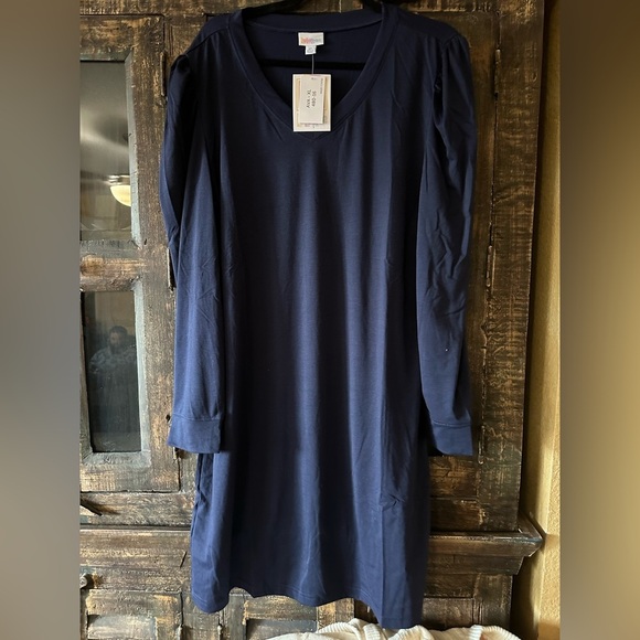 LuLaRoe | Ava Mutton Sleeve Dress | Size: XL | Color: Navy Blue | NWT - Picture 2 of 5